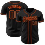 Maillot de baseball authentique noir et orange personnalisé Maillot de baseball authentique noir et orange personnalisé