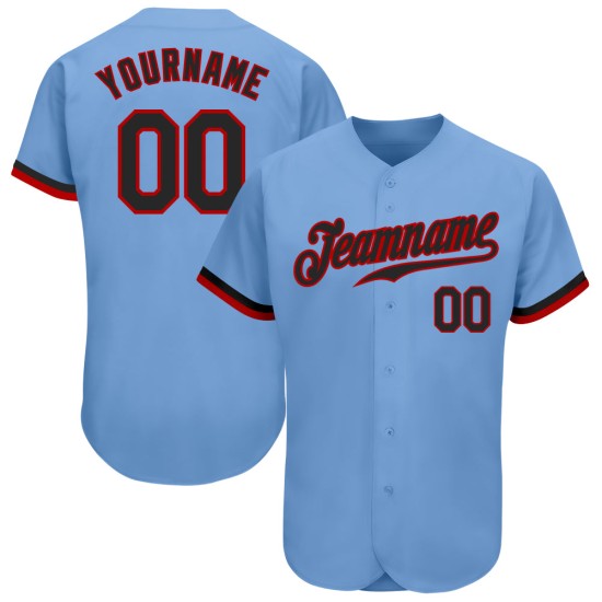 Maillot de baseball bleu, noir et rouge, authentique et léger, personnalisé Maillot de baseball bleu, noir et rouge, authentique et léger, personnalisé