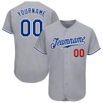 Maillot de baseball gris personnalisé authentique rouge-royal Maillot de baseball gris personnalisé authentique rouge-royal