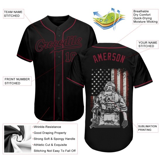 Maillot américain motif 3D soldat personnalisé authentique Battlefield Baseball Maillot américain motif 3D soldat personnalisé authentique Battlefield Baseball