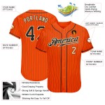 Maillot de baseball personnalisé à rayures fines noir-crème, noir authentique orange Maillot de baseball personnalisé à rayures fines noir-crème, noir authentique orange