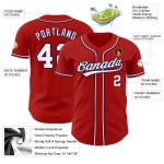 Maillot de baseball authentique blanc-bleu marine rouge personnalisé Maillot de baseball authentique blanc-bleu marine rouge personnalisé