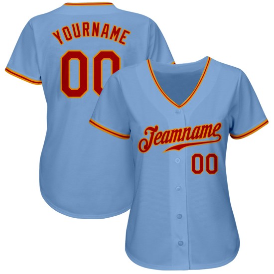 Maillot de baseball léger personnalisé authentique rouge-or bleu Maillot de baseball léger personnalisé authentique rouge-or bleu