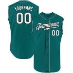 Maillot de baseball sans manches Aqua authentique, personnalisé, blanc et noir Maillot de baseball sans manches Aqua authentique, personnalisé, blanc et noir