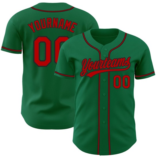 Maillot de baseball personnalisé Kelly rouge-noir authentique vert Maillot de baseball personnalisé Kelly rouge-noir authentique vert