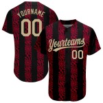 Maillot de baseball personnalisé or-rouge motif noir authentique 3D Vegas Maillot de baseball personnalisé or-rouge motif noir authentique 3D Vegas