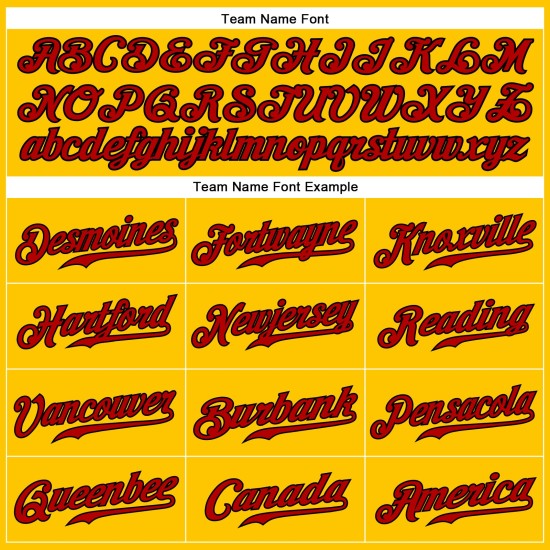 Maillot de baseball sans manches personnalisé, couleur or, authentique, rouge et noir Maillot de baseball sans manches personnalisé, couleur or, authentique, rouge et noir