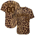 Conception de maillot de baseball à rayures 3D léopard et zèbre, motif authentique et personnalisé Conception de maillot de baseball à rayures 3D léopard et zèbre, motif authentique et personnalisé