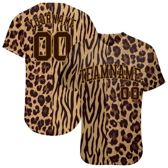 Conception de maillot de baseball à rayures 3D léopard et zèbre, motif authentique et personnalisé Conception de maillot de baseball à rayures 3D léopard et zèbre, motif authentique et personnalisé