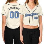 Maillot de baseball court gris bleu acier crème personnalisé col en V léger pour femme Maillot de baseball court gris bleu acier crème personnalisé col en V léger pour femme