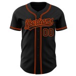Maillot de baseball authentique noir et orange personnalisé Maillot de baseball authentique noir et orange personnalisé