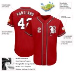 Maillot de baseball authentique personnalisé rouge blanc-noir Maillot de baseball authentique personnalisé rouge blanc-noir