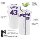 Maillot de baseball blanc authentique sans manches violet-noir personnalisé Maillot de baseball blanc authentique sans manches violet-noir personnalisé