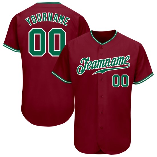 Maillot de baseball authentique Crimson personnalisé Kelly Green-White Maillot de baseball authentique Crimson personnalisé Kelly Green-White