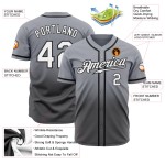 Maillot de baseball blanc tendance gris-noir authentique, gris acier délavé, personnalisé Maillot de baseball blanc tendance gris-noir authentique, gris acier délavé, personnalisé