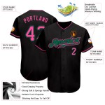Maillot de baseball personnalisé rose-Kelly noir authentique vert Maillot de baseball personnalisé rose-Kelly noir authentique vert