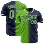 Maillot personnalisé dégradé fluo mode vert-blanc authentique baseball bleu marine Maillot personnalisé dégradé fluo mode vert-blanc authentique baseball bleu marine