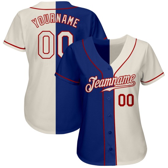 Maillot de baseball Split authentique Royal Cream-Red Fashion Custom Maillot de baseball Split authentique Royal Cream-Red Fashion Custom