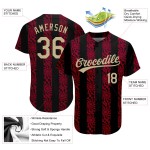 Maillot de baseball personnalisé or-rouge motif noir authentique 3D Vegas Maillot de baseball personnalisé or-rouge motif noir authentique 3D Vegas