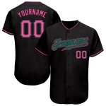 Maillot de baseball personnalisé rose-Kelly noir authentique vert Maillot de baseball personnalisé rose-Kelly noir authentique vert
