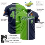 Maillot personnalisé dégradé fluo mode vert-blanc authentique baseball bleu marine Maillot personnalisé dégradé fluo mode vert-blanc authentique baseball bleu marine
