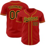 Maillot de baseball noir-or personnalisé authentique rouge Maillot de baseball noir-or personnalisé authentique rouge