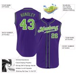 Maillot de baseball fluo sans manches, authentique, violet, vert et blanc, personnalisé Maillot de baseball fluo sans manches, authentique, violet, vert et blanc, personnalisé