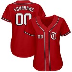 Maillot de baseball authentique personnalisé rouge blanc-noir Maillot de baseball authentique personnalisé rouge blanc-noir