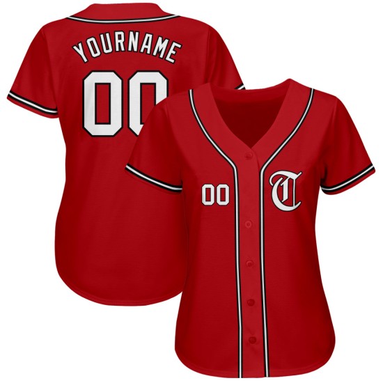 Maillot de baseball authentique personnalisé rouge blanc-noir Maillot de baseball authentique personnalisé rouge blanc-noir