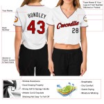 Maillot de baseball court rouge-noir à col en V pour femme, blanc, personnalisé Maillot de baseball court rouge-noir à col en V pour femme, blanc, personnalisé