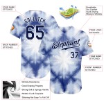Maillot de baseball authentique personnalisé, cravate teintée en 3D, bleu marine et blanc, motif Shibori Maillot de baseball authentique personnalisé, cravate teintée en 3D, bleu marine et blanc, motif Shibori