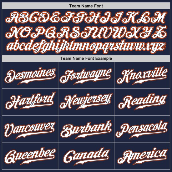 Maillot de baseball authentique personnalisé bleu marine blanc-orange Maillot de baseball authentique personnalisé bleu marine blanc-orange