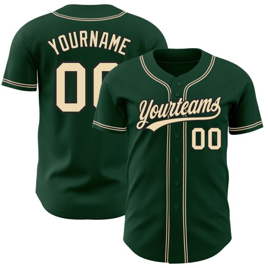 Maillot de baseball crème-noir personnalisé City Green authentique Maillot de baseball crème-noir personnalisé City Green authentique