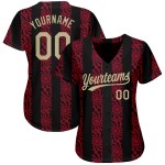 Maillot de baseball personnalisé or-rouge motif noir authentique 3D Vegas Maillot de baseball personnalisé or-rouge motif noir authentique 3D Vegas