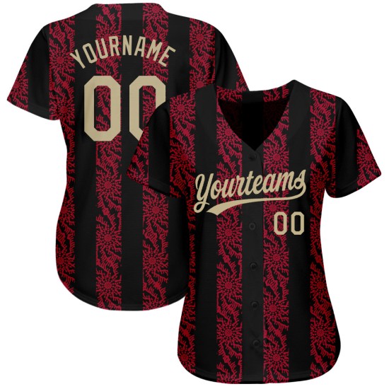 Maillot de baseball personnalisé or-rouge motif noir authentique 3D Vegas Maillot de baseball personnalisé or-rouge motif noir authentique 3D Vegas