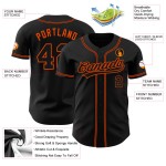 Maillot de baseball authentique noir et orange personnalisé Maillot de baseball authentique noir et orange personnalisé