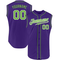 Maillot de baseball fluo sans manches, authentique, violet, vert et blanc, personnalisé
