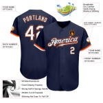Maillot de baseball authentique personnalisé bleu marine blanc-orange Maillot de baseball authentique personnalisé bleu marine blanc-orange