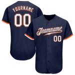 Maillot de baseball authentique personnalisé bleu marine blanc-orange Maillot de baseball authentique personnalisé bleu marine blanc-orange
