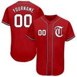 Maillot de baseball authentique personnalisé rouge blanc-noir Maillot de baseball authentique personnalisé rouge blanc-noir