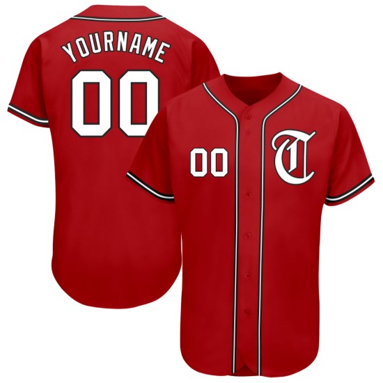 Maillot de baseball authentique personnalisé rouge blanc-noir Maillot de baseball authentique personnalisé rouge blanc-noir