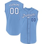 Maillot de baseball léger sans manches blanc-bleu roi authentique personnalisé Maillot de baseball léger sans manches blanc-bleu roi authentique personnalisé