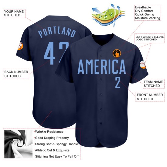 Maillot de baseball bleu marine authentique léger personnalisé Maillot de baseball bleu marine authentique léger personnalisé