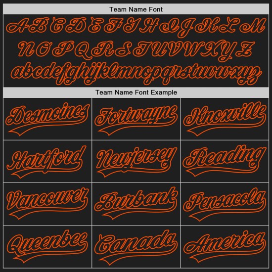 Maillot de baseball authentique noir et orange personnalisé Maillot de baseball authentique noir et orange personnalisé