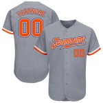 Maillot de baseball personnalisé authentique blanc-gris royal orange Maillot de baseball personnalisé authentique blanc-gris royal orange