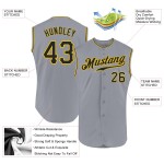 Maillot de baseball personnalisé authentique sans manches noir-doré-gris Maillot de baseball personnalisé authentique sans manches noir-doré-gris