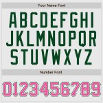 Maillot de baseball personnalisé authentique en jersey raglan à rayures fines vert et blanc, manches roses et vertes Maillot de baseball personnalisé authentique en jersey raglan à rayures fines vert et blanc, manches roses et vertes