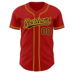 Maillot de baseball noir-or personnalisé authentique rouge Maillot de baseball noir-or personnalisé authentique rouge