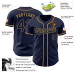 Maillot de baseball authentique doré bleu marine - Ancien modèle personnalisé Maillot de baseball authentique doré bleu marine - Ancien modèle personnalisé
