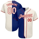 Maillot de baseball Split authentique Royal Cream-Red Fashion Custom Maillot de baseball Split authentique Royal Cream-Red Fashion Custom